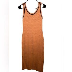 Vineyard Vines Orange Sleeveless Knit Maxi Dress with Black Trim
